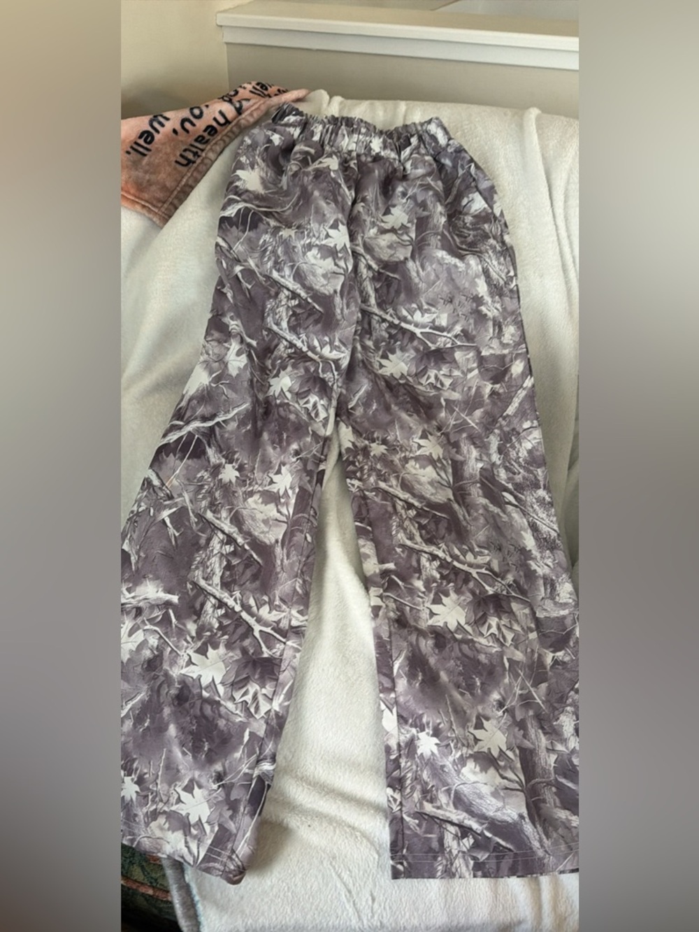 Youth Grey and White Camouflage Polyester Pants